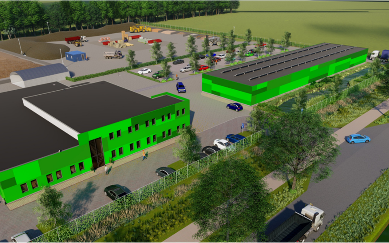 Ontwerp van het nieuwe pand van de buitendienst. Ontwerp van het nieuwe pand van de buitendienst.