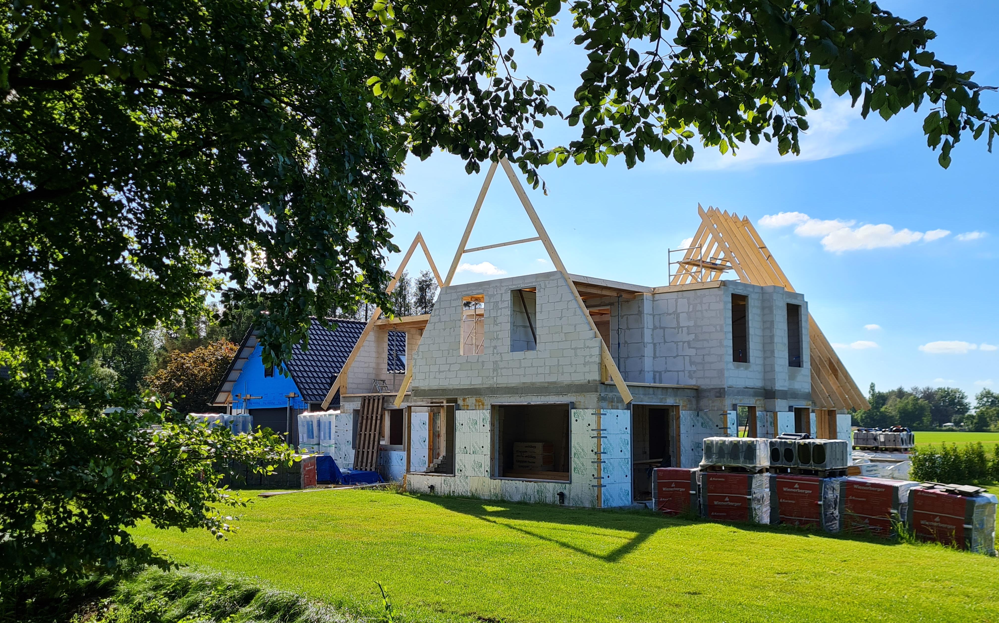 De woning in aanbouw. Foto: Mediahuis Noord De woning in aanbouw. Foto: Mediahuis Noord