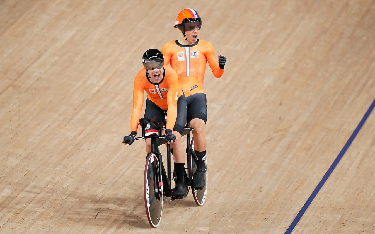 Tristan Bangma (Donkerbroek) en tandempartner Patrick Bos winnen GOUD op de 4.000 achtervolging. Tristan Bangma (Donkerbroek) en tandempartner Patrick Bos winnen GOUD op de 4.000 achtervolging.